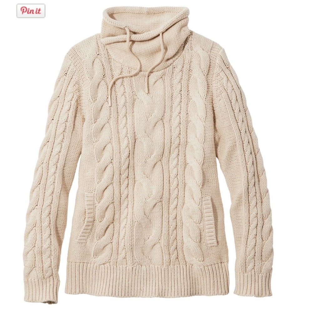 Double L Mixed Cable Sweater Funnelneck